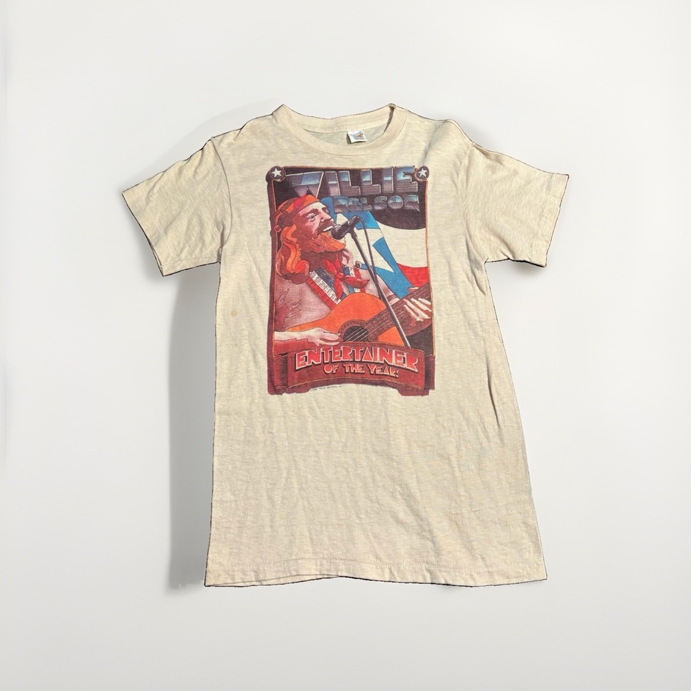 1980 Vintage Willie Nelson Entertainer Of The Year T Shirt Hanes Made USA Small